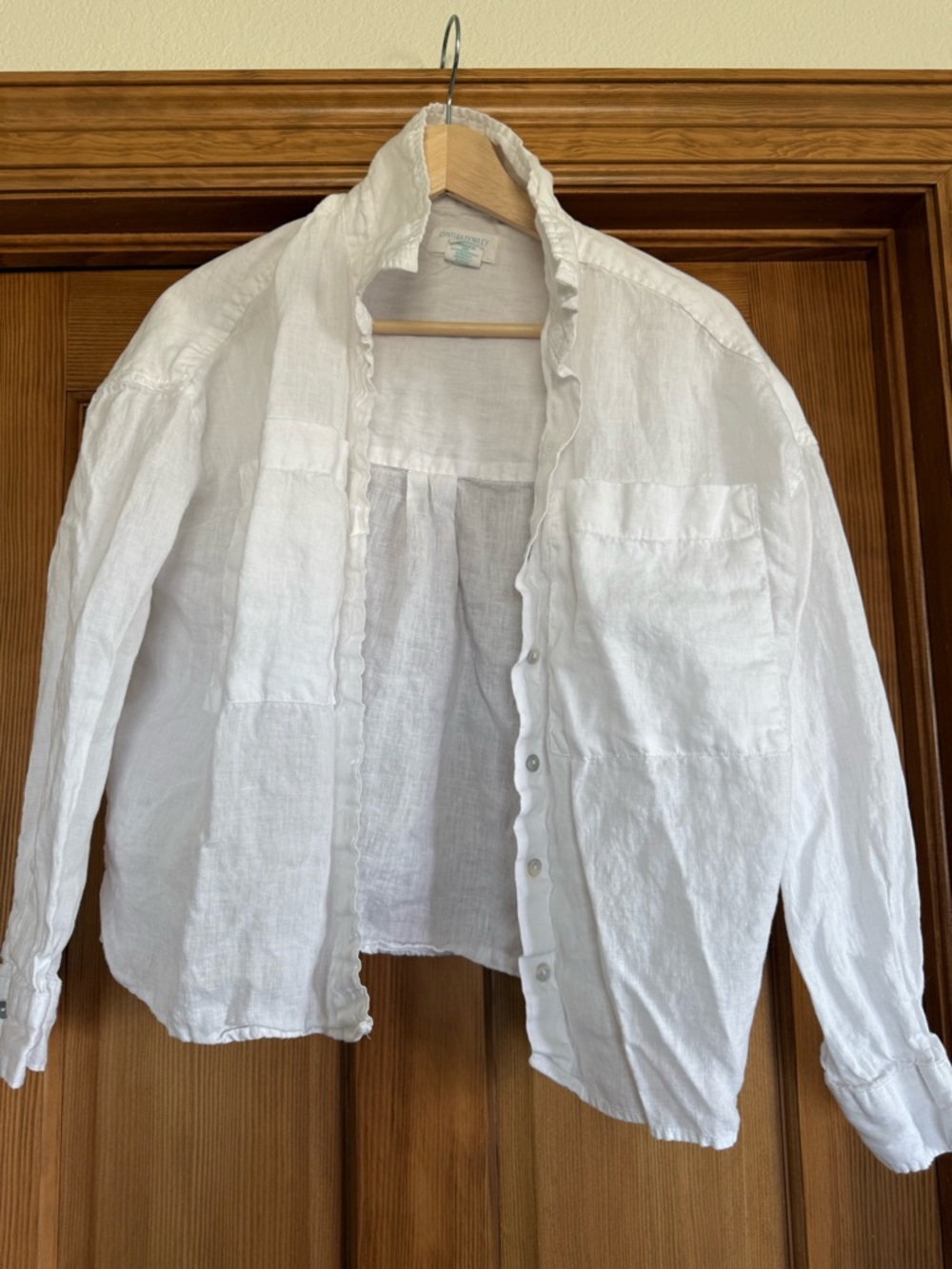 Cynthia Rowley White Ruffled Linen Shirt